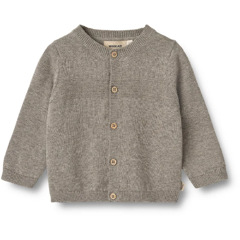 Crewneck cardiganWheat Warm Grey Melange Knit Cardigan Sofus