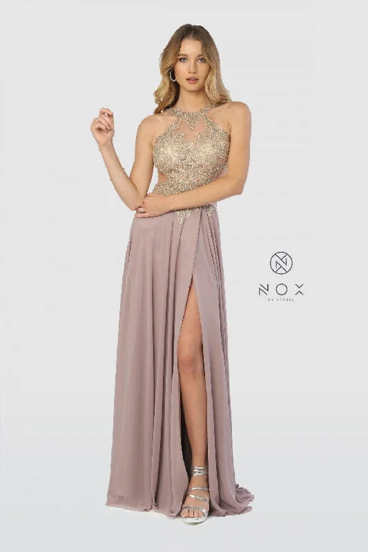 TightholdLong Evening Gown Open Back Prom Dress Tan Gold