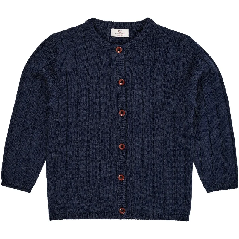 Moisture-wicking cardiganCopenhagen Colors Navy Merino Knitted Cardigan W. Wide Rib