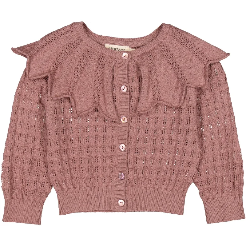 Zip-up cardiganMarMar Cotton Rayon Knit Lace Dusty Mauve Thalla B Cardigan