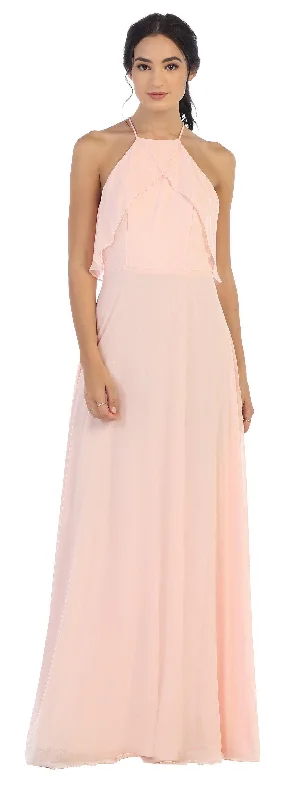 TightmatchLong Bridesmaids Ruffle Halter Chiffon Dress Sale