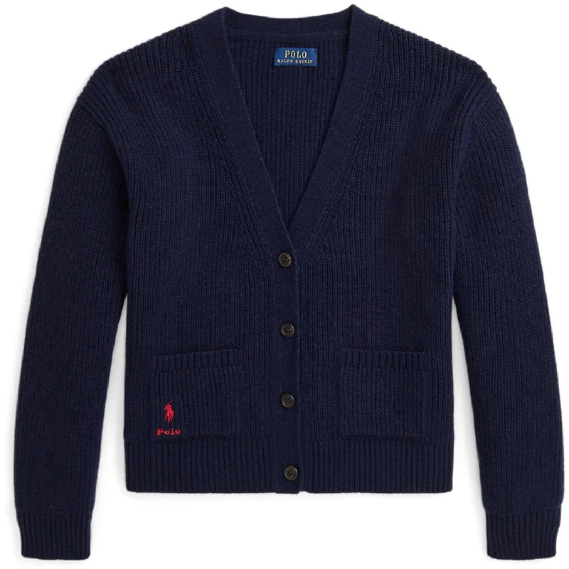 Asymmetric cardiganPolo Ralph Lauren Hunter Navy w. Red Print Cardigan