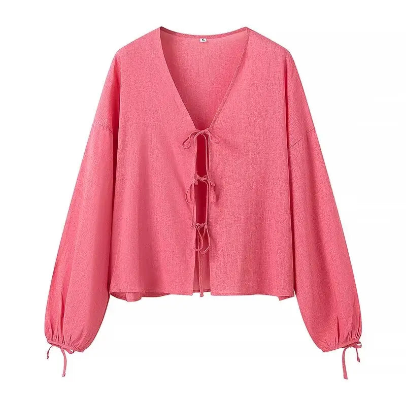 Hooded cardiganRose Pink Boho Cardigan Blouse