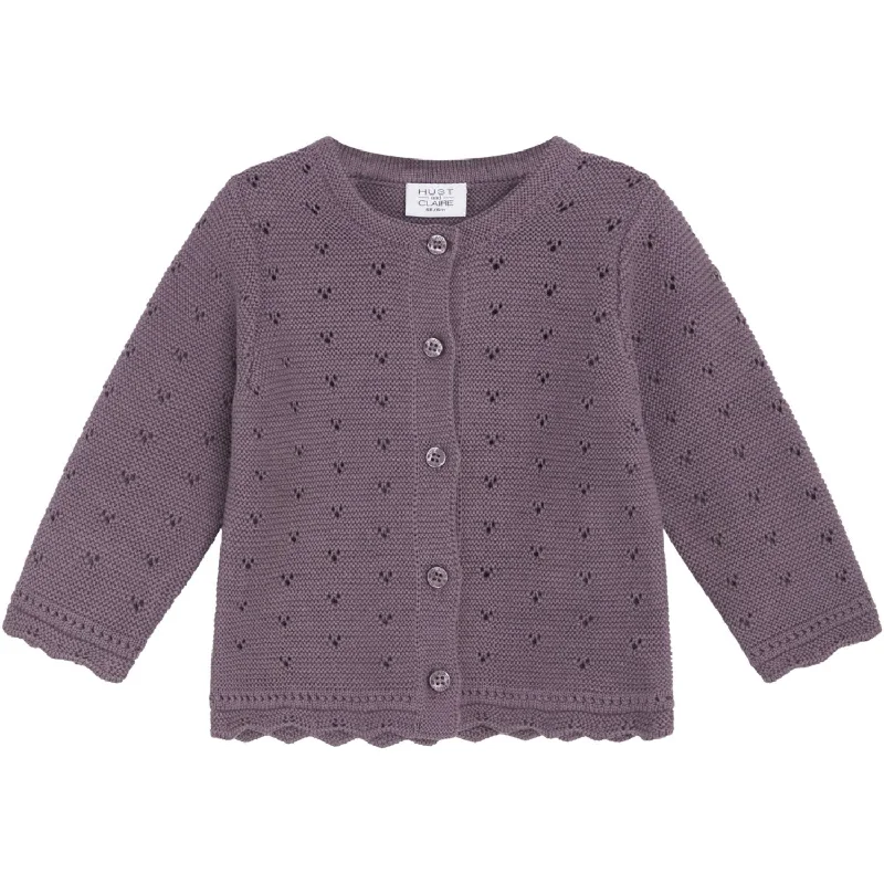 Sustainable cardiganHust & Claire Dark Plum Caren Cardigan