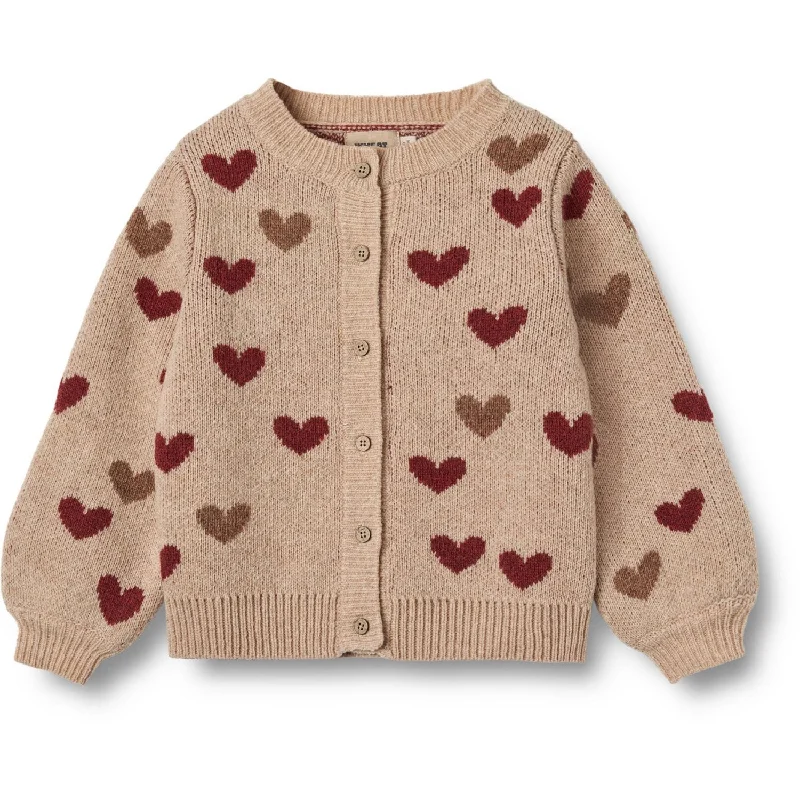 Boho cardiganWheat Offwhite Jacquard Cardigan Hearts