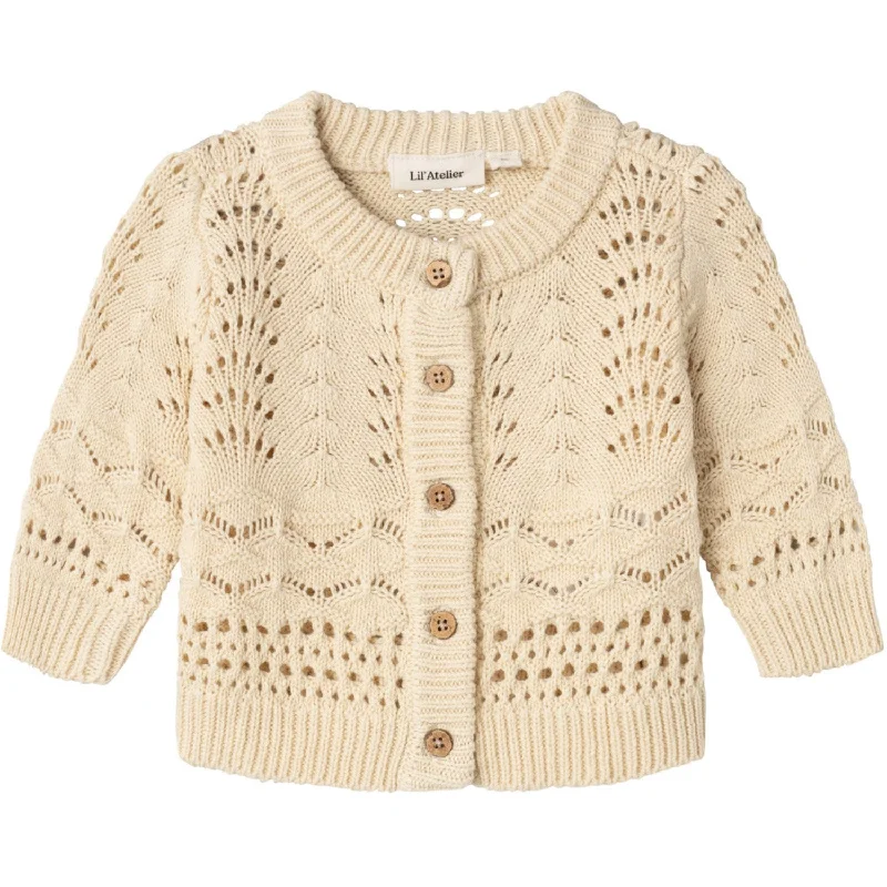 Crochet cardiganLil'Atelier Bleached Sand Lale Knit Cardigan