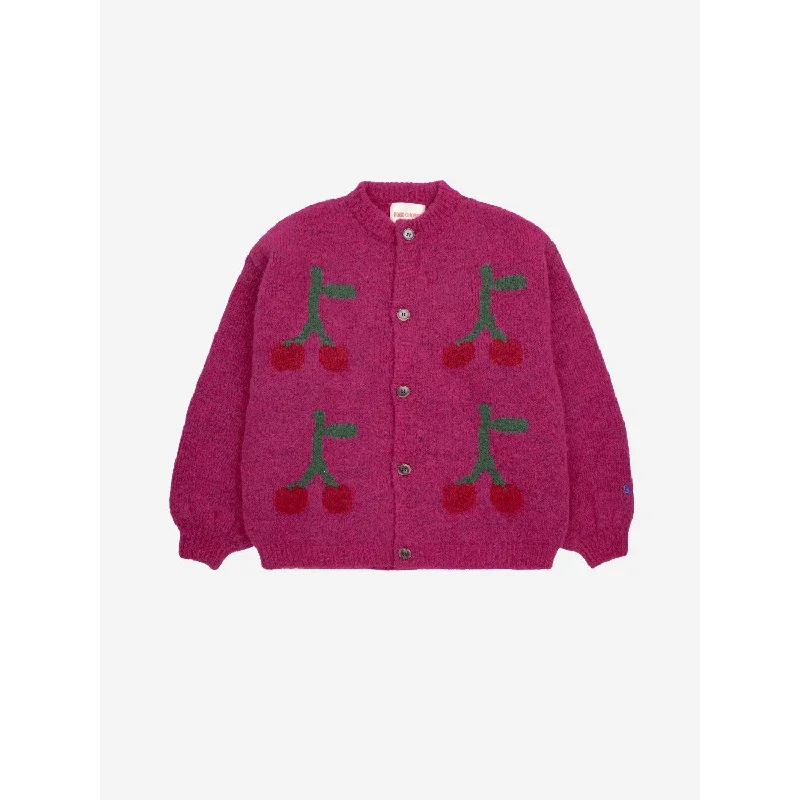 Button-up cardiganBobo Choses Fuchsia Bobo Cherry Intarsia Cardigan