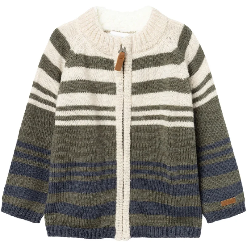 V-neck cardiganName It Mulled Basil Wriss Wool Knit Cardigan