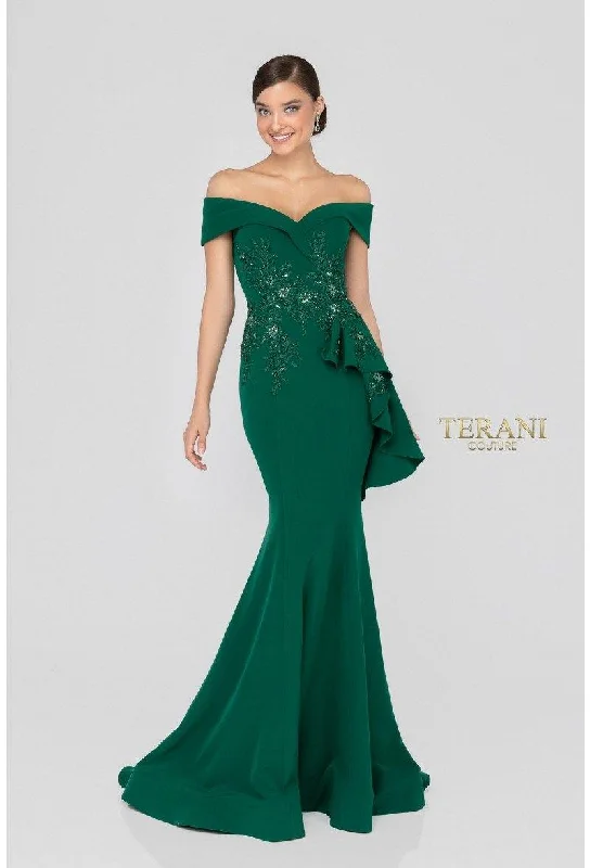 TightdesignTerani Couture 1911M9339 Long Off Shoulder Prom Dress