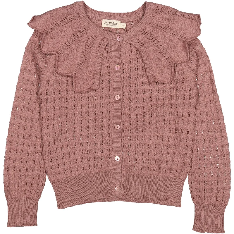 Cropped cardiganMarMar Cotton Rayon Knit Lace Dusty Mauve Thalla Cardigan