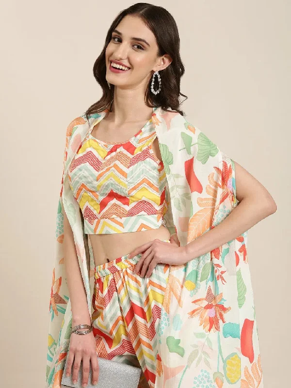 Women Multi Chevron Kurta Set-UB-003-Multi