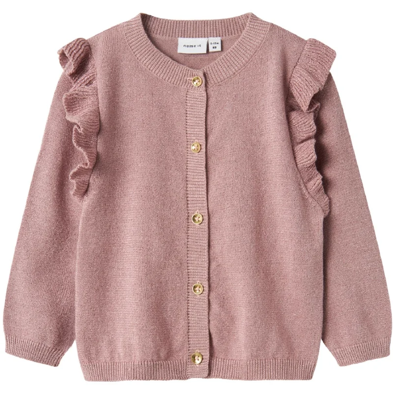 Name It Deauville Mauve Tone In Tone Lurex Abinne Knit Cardigan Noos