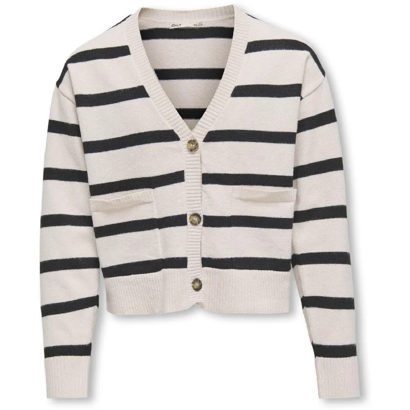 Travel cardigankids ONLY Birch Black Ama Stripe V-Neck Cardigan Knit