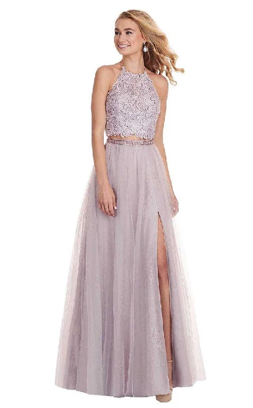 TightsyncRachel Allan Prom Long Halter Two Piece Dress 6437