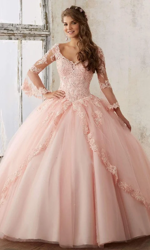 TightcircleVizcaya by Mori Lee 60015 - Sheer Bell Sleeve Princess Ballgown