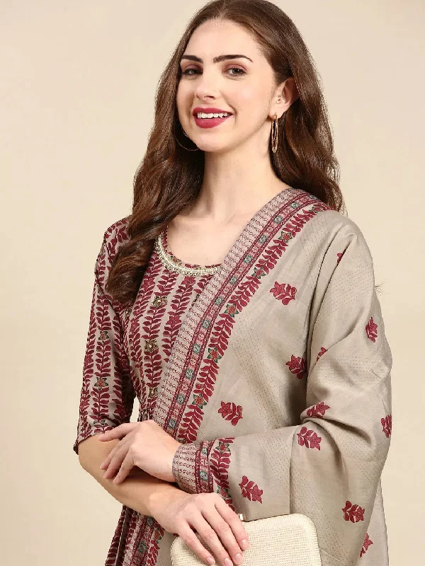 Women's Maroon Printed Kurta Set-SKC-1013-Maroon