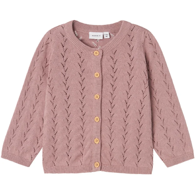 Longline cardiganName It Deauville Mauve Banni Knit Cardigan Noos