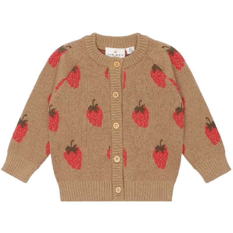 Thermal cardiganTHE NEW Siblings Tannin Big Strawberry AOP Lagate Jacquard Cardigan