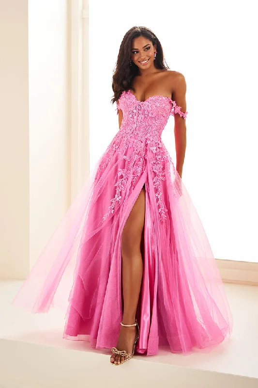 TightwaistEllie Wilde EW35101 - Off-Shoulder Slit  A-Line Prom Dress