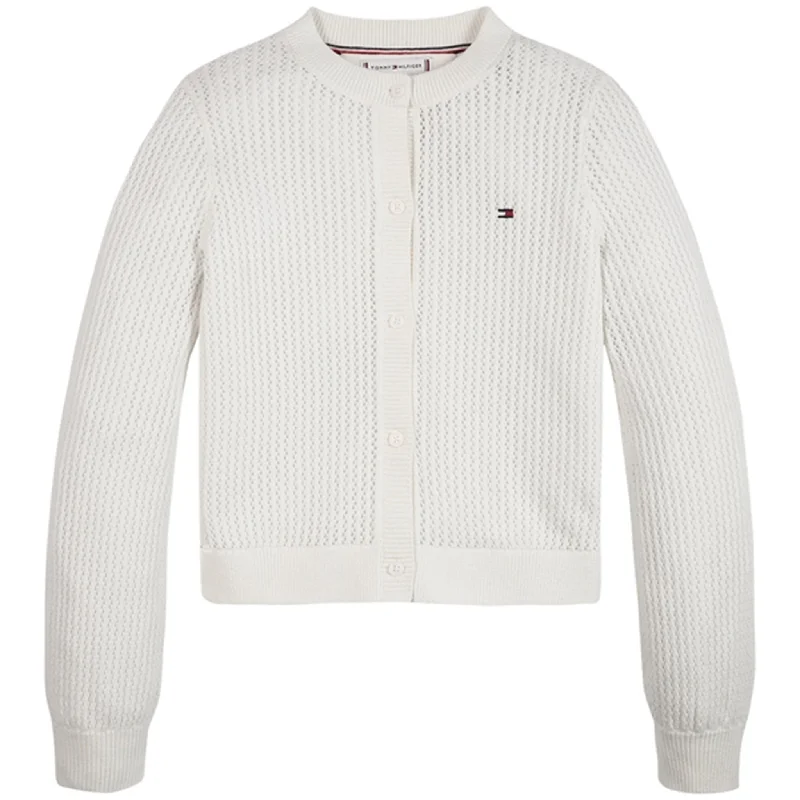 Windproof cardiganTommy Hilfiger Crochet Cardigan Ancient White