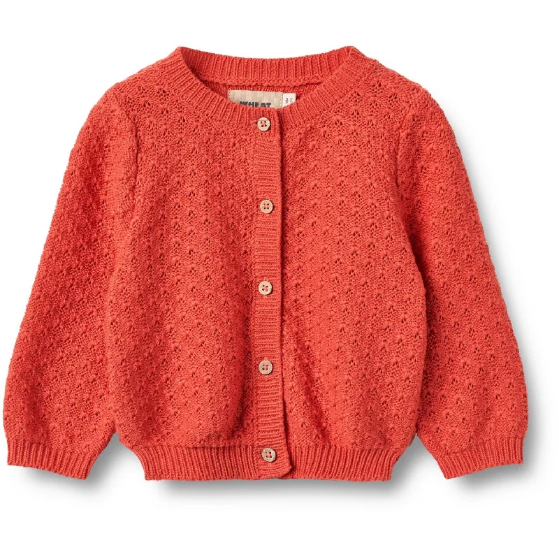 Lace cardiganWheat Candy Red Knit Cardigan Magnella