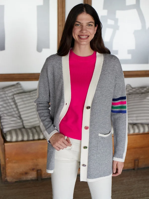 Color-block cardiganVilagallo Four Stripes Grey Pure Wool Cardigan