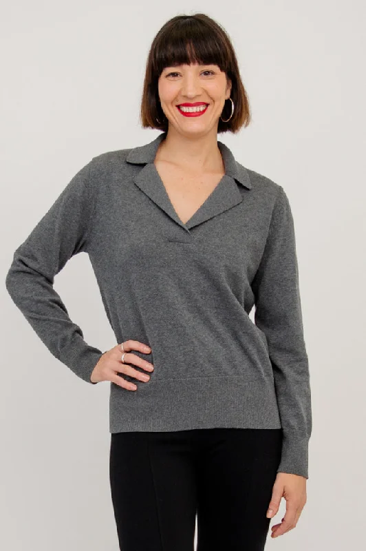 Festival Knit TopsAstrid Sweater, Grey, Cotton