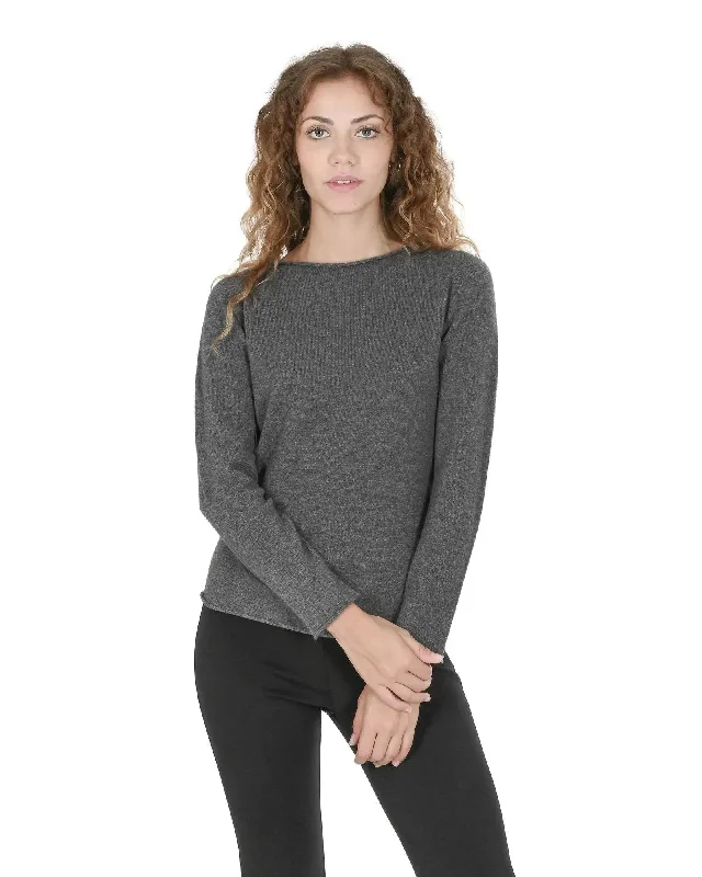 Plush Knit TopsCashmere Women Boatneck Sweater - XL