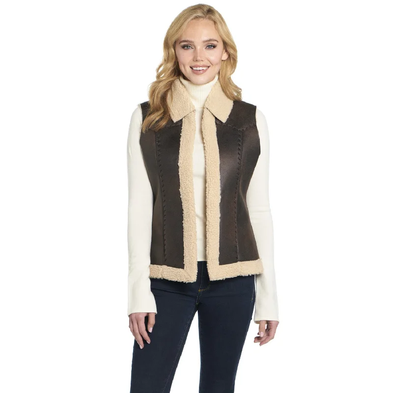 Summer Knit TopsCripple Creek Womens Open Front Vanilla Bean Faux Shearling Faux Fur Vest