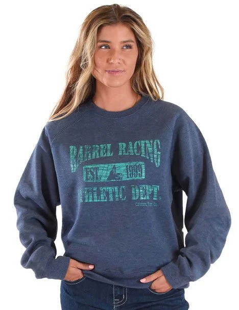 Retro Knit TopsCowgirl Tuff Womens Barrel Racing Blue Poly/Rayon Sweatshirt