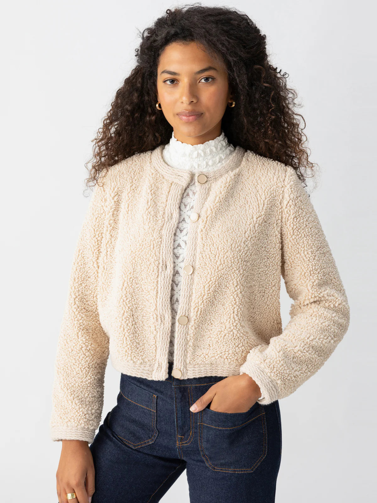 Leather-Paneled Knit TopsCozy Cardigan