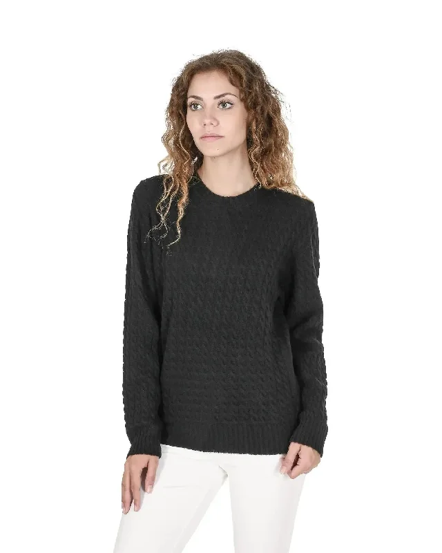 Colorblock Knit TopsCrown of Edinburgh Cashmere Women's Luxury Italian Cashmere and Merino Wool Sweater in Black - 42 EU