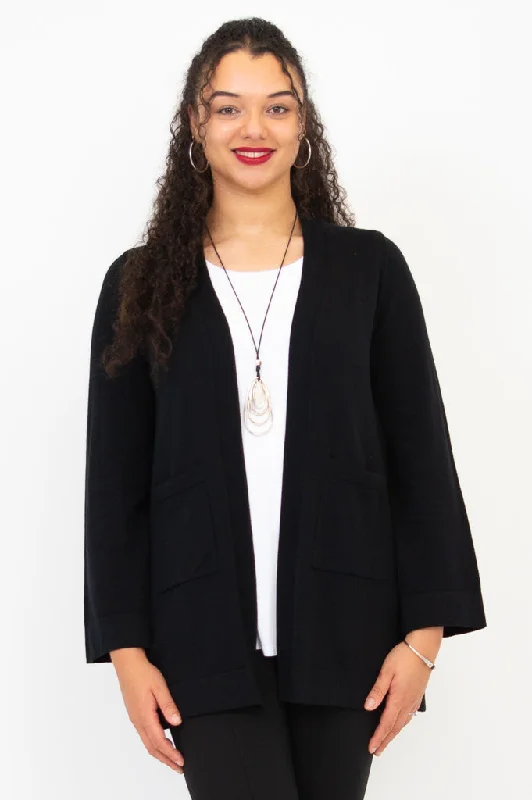 Fishing Knit TopsDallas Cardigan, Black, Cotton