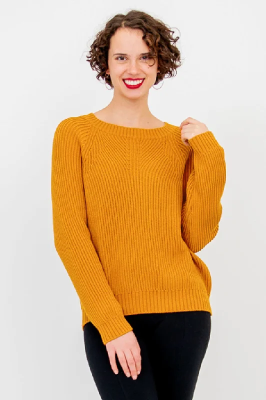 Boat Neck Knit TopsDavis Sweater, Tangerine, Cotton