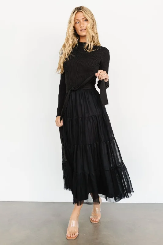 Casual Knit TopsDemi Sweater Tulle Dress | Black