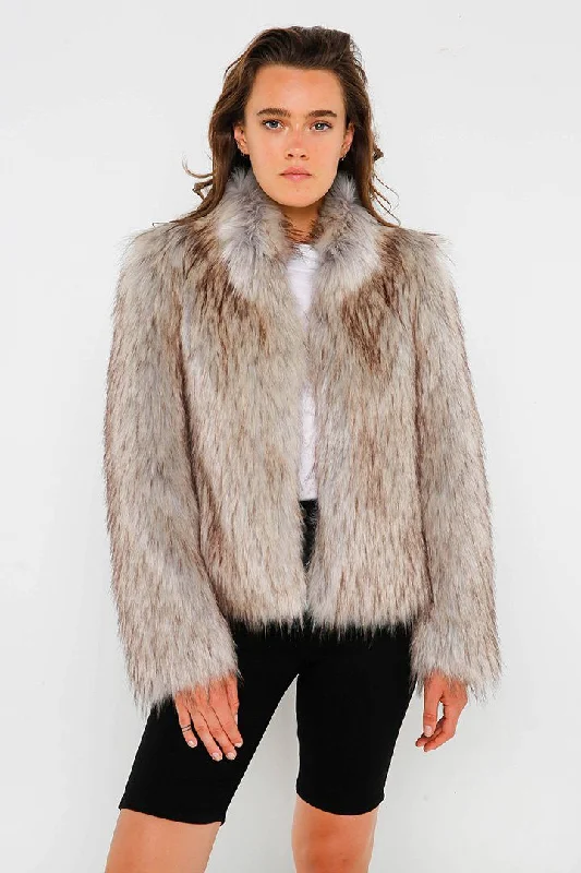 Boat Neck Knit TopsFur Delish Jacket | Natural