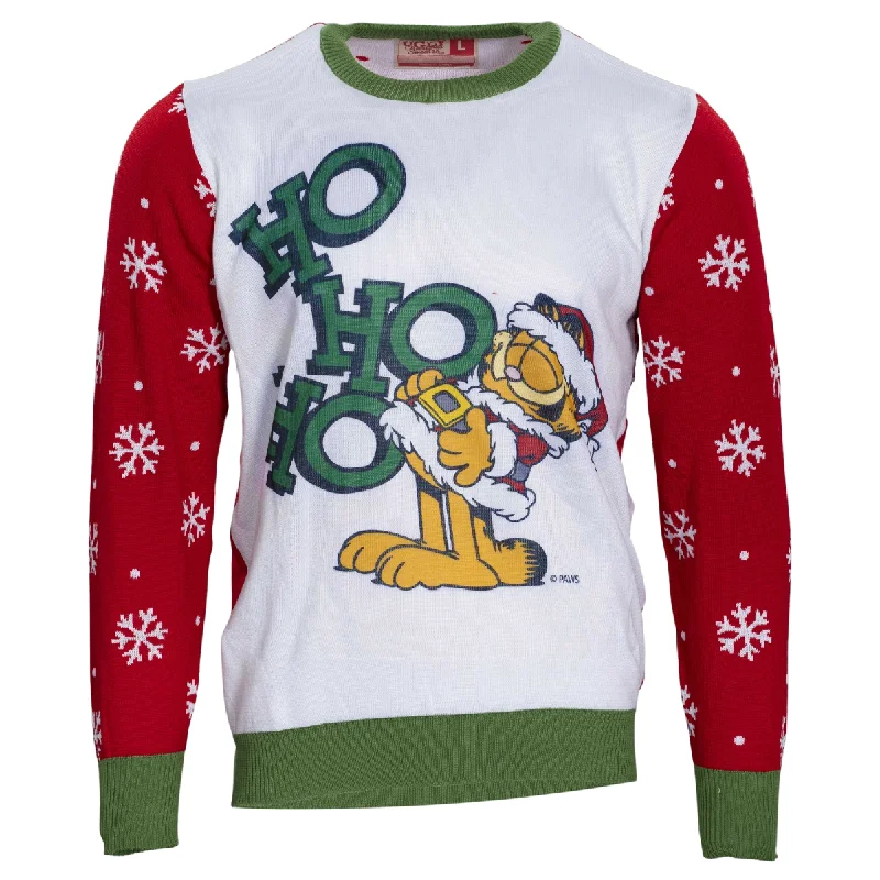 Studded Knit TopsGarfield Santa "HO HO HO" Ugly Christmas Sweater