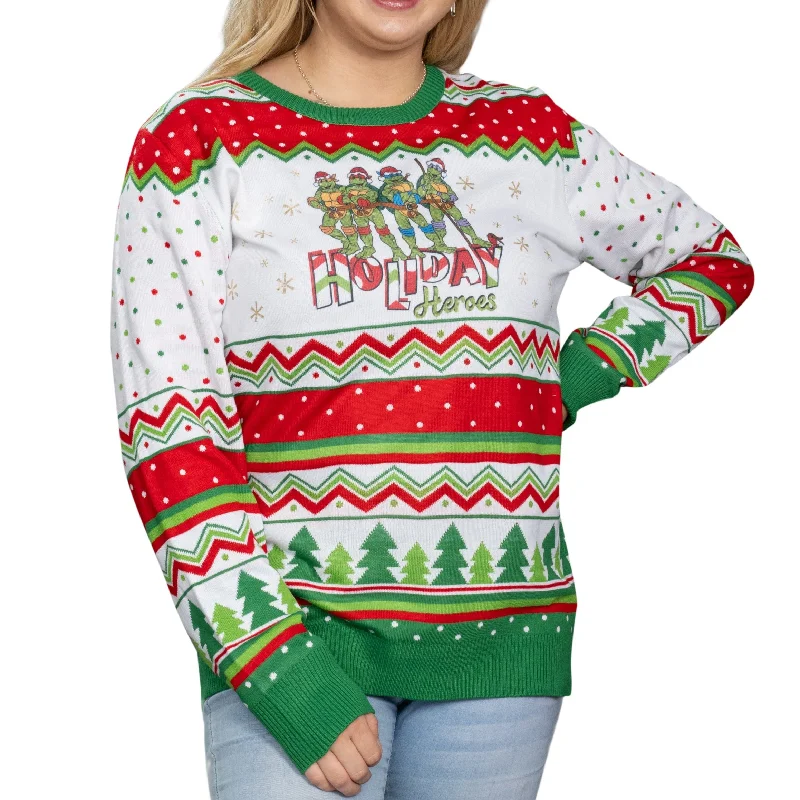 Asymmetrical Knit TopsTMNT "Holiday Heroes" Ugly Christmas Sweater