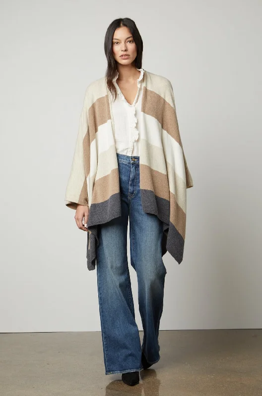 Work Knit TopsJONAS STRIPED OPEN FRONT PONCHO