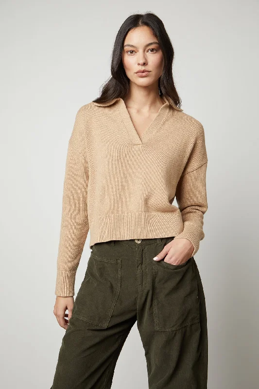 Zippered Knit TopsLUCIE POLO SWEATER