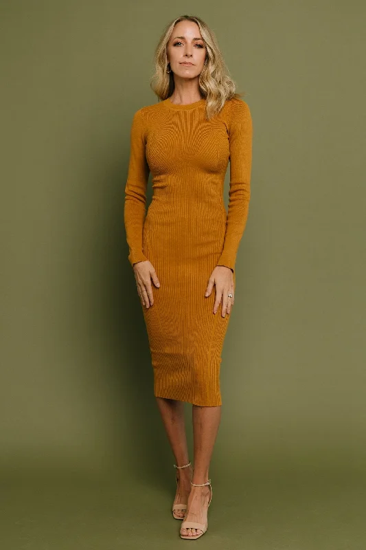 Festival Knit TopsManhattan Ribbed Sweater Dress | Camel