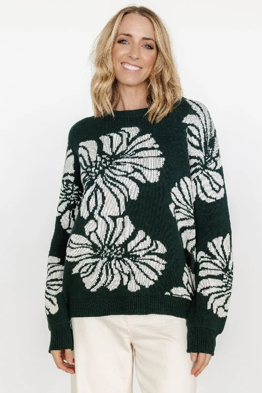 Alpaca Knit TopsMaude Sweater | Green + Off White