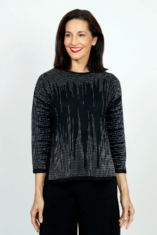 Off-Shoulder Knit TopsMetric Cascading Sequin Sweater