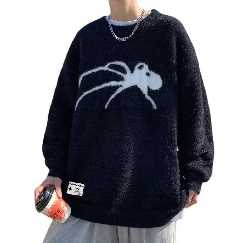 High-Fashion Knit TopsOOC' Casual Spider Pattern Sweater