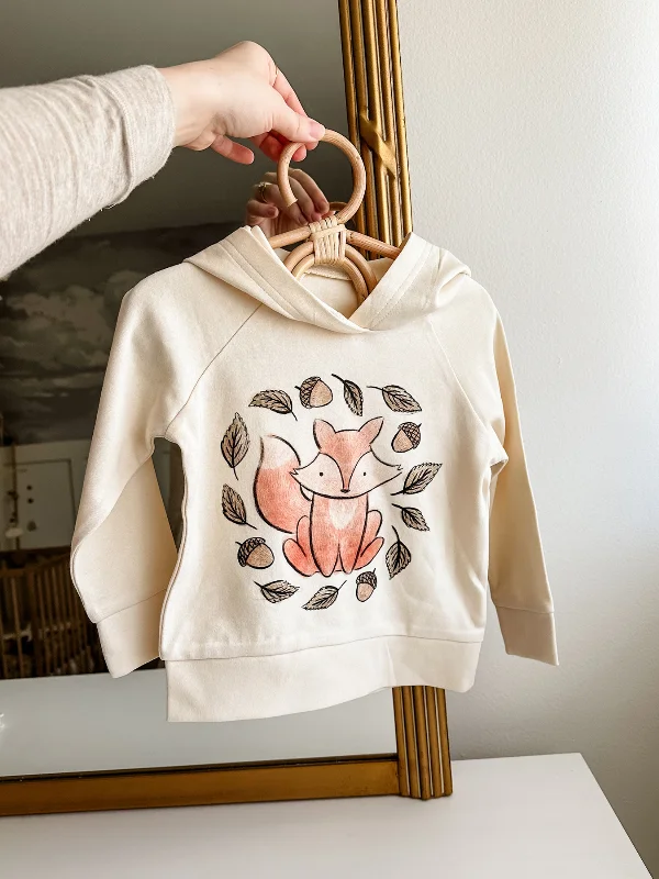 Hunting Knit TopsOrganic Printed Raglan Hoodie, Foxy