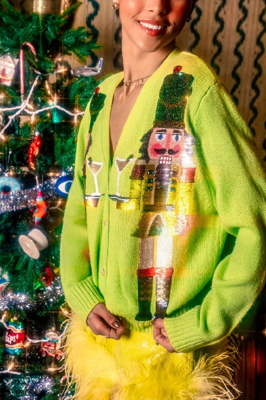 Velvet Knit TopsPale Green Martini Nutcracker Cardigan