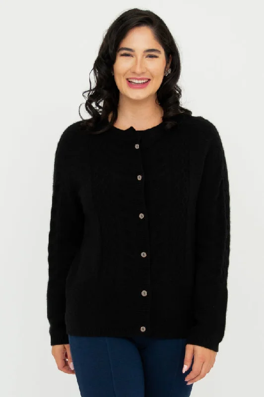 Cropped Knit TopsPersimmon Sweater, Black, Cashmere