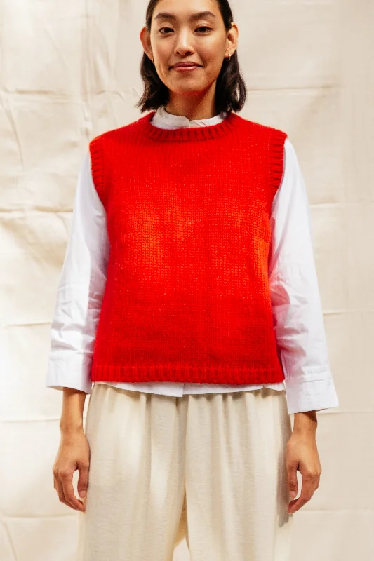 Fleece Knit TopsSabine Sweater Vest- Habanero