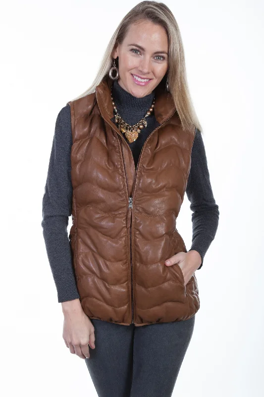 Hip-Hop Knit TopsScully Womens Cognac Soft Lamb Puffer Vest M