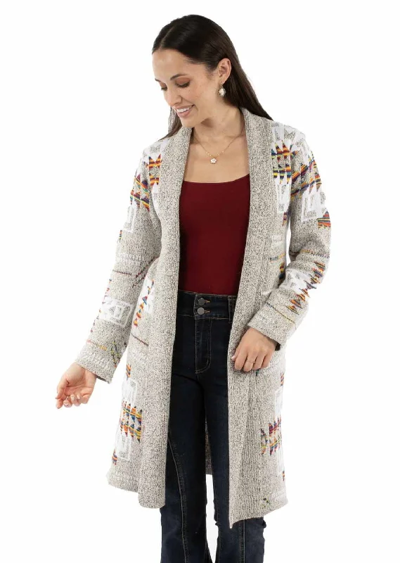 Statement Knit TopsScully Womens Open Front Cardigan Oatmeal 100% Acrylic Duster Sweater